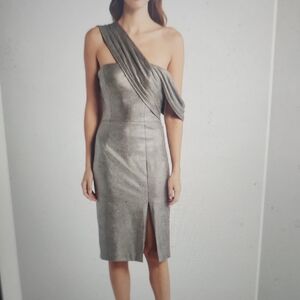 Black Halo Evelina Metallic Off The Shoulder Sheath Dress Size 10